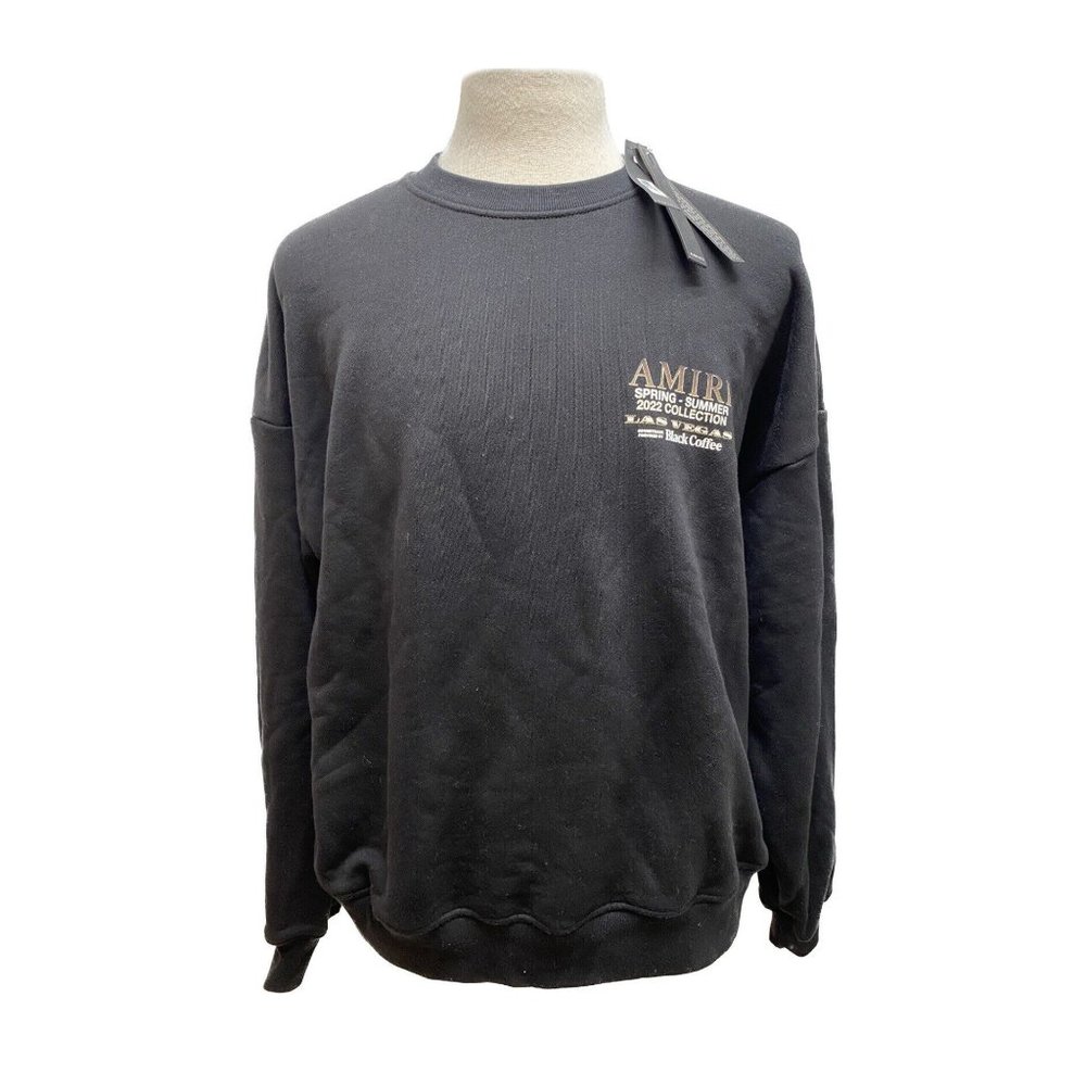 100% Auth NWT Amiri Black Coffee Graphic Print Crew Neck Sweatshirt Oversized M